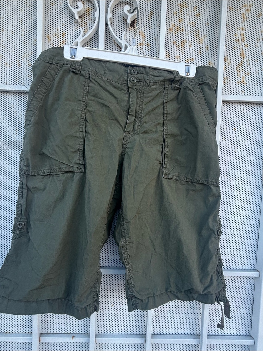 Polo Jeans Co Women’s 12 Olive Cargo Shorts Roll Tab Lightweight 100% Cotton